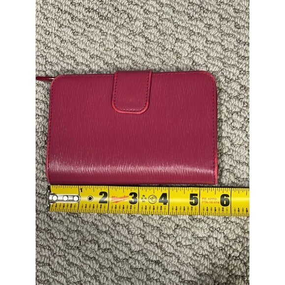 Prada Red Epi Leather Compact Wallet With Gold-Tone Zip & Snap Closure - Picture 8 of 11